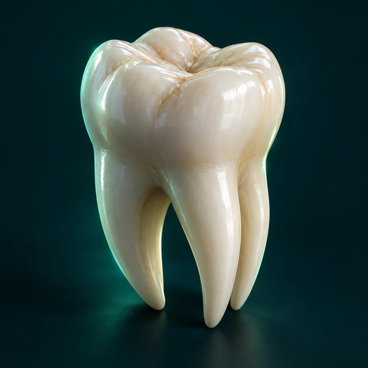 Porcelain tooth rendered in soft studio light